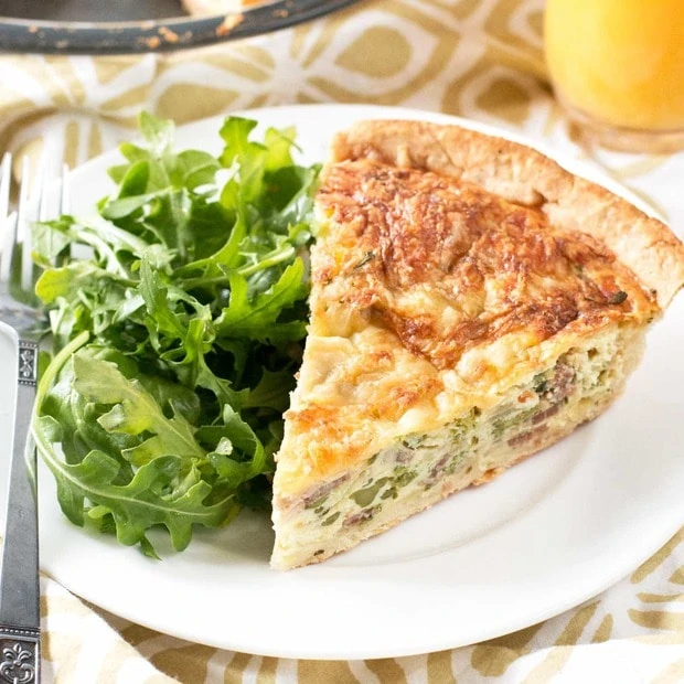 Bacon, Roasted Broccolini & Gruyere Quiche | cakenknife.com