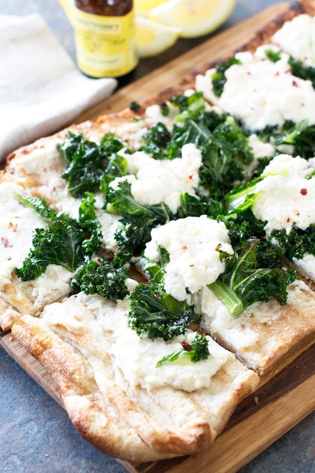 Grilled Lemon Kale Ricotta Flatbread | cakenknife.com