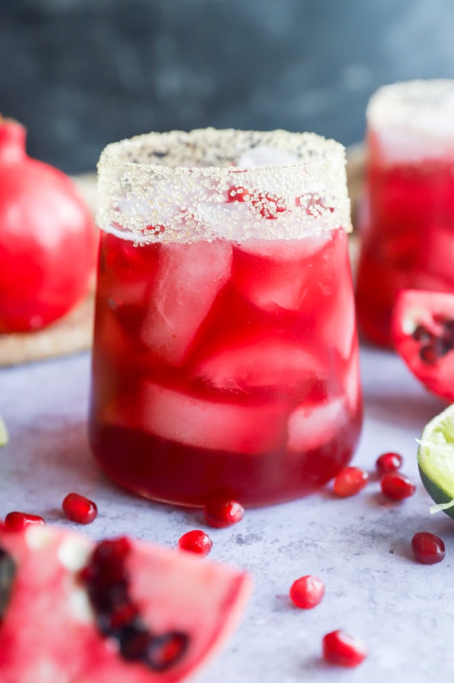 pomegranate margarita cocktail in a glass picture