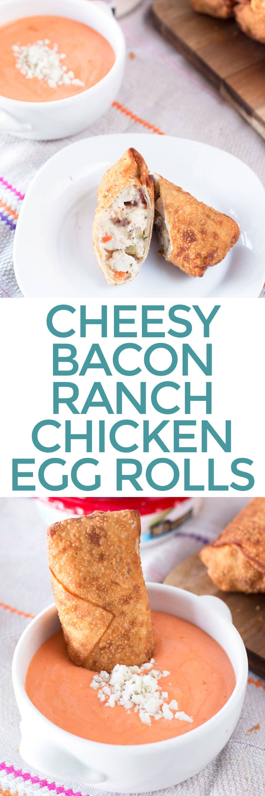 Cheesy Bacon Ranch Chicken Egg Rolls  | cakenknife.com