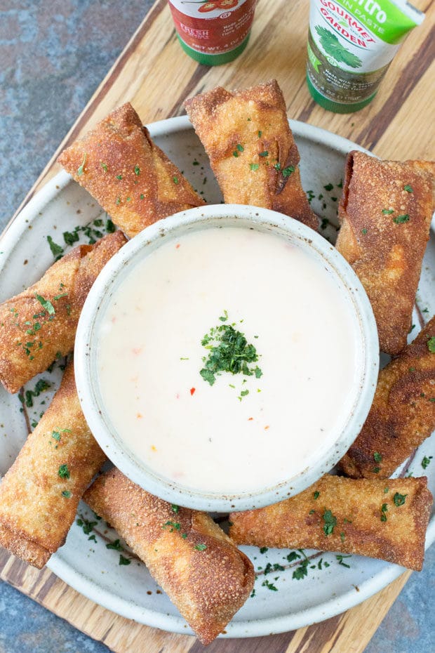 Chorizo Egg Rolls with Spicy Queso Dipping Sauce | cakenknife.com