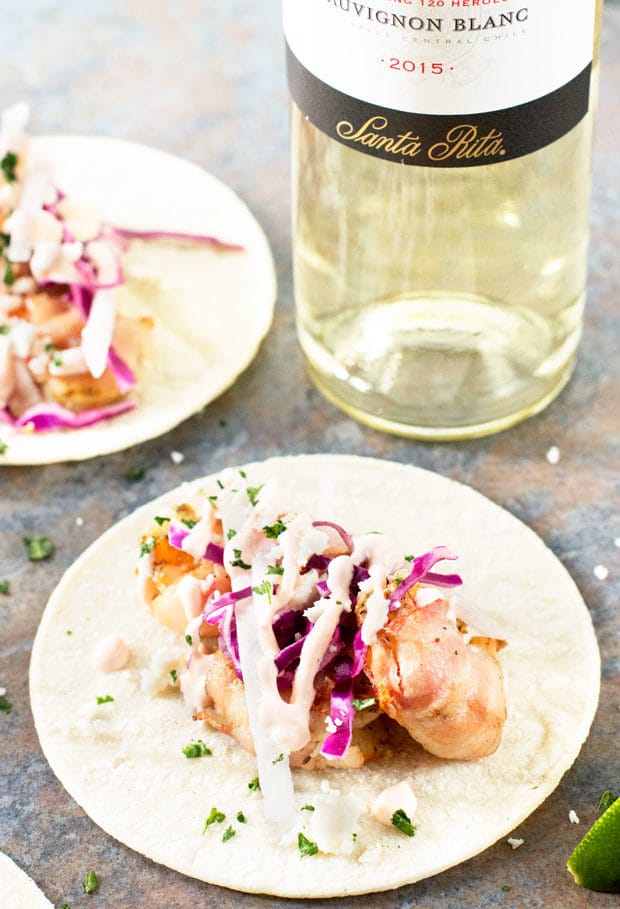 Grilled Bacon-Wrapped Shrimp Tacos | cakenknife.com