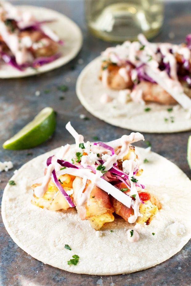 Grilled Bacon-Wrapped Shrimp Tacos | cakenknife.com