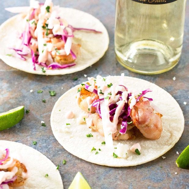 Grilled Bacon-Wrapped Shrimp Tacos | cakenknife.com