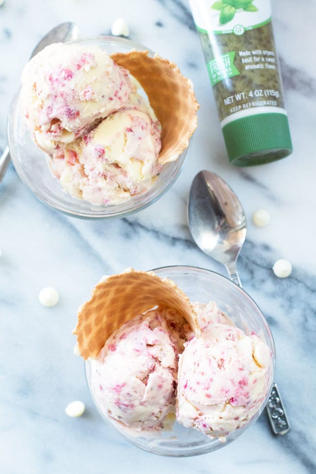 Lemon Raspberry Basil Ice Cream | cakenknife.com