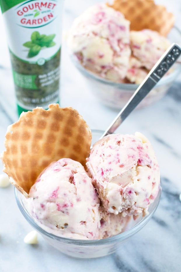 Lemon Raspberry Basil Ice Cream | cakenknife.com