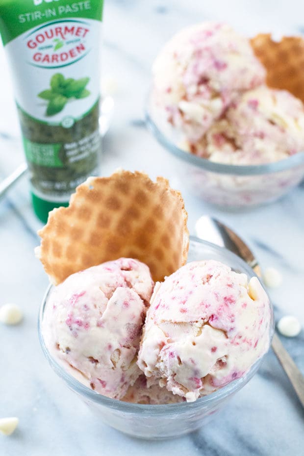 Lemon Raspberry Basil Ice Cream | cakenknife.com