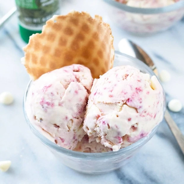 Lemon Raspberry Basil Ice Cream | cakenknife.com