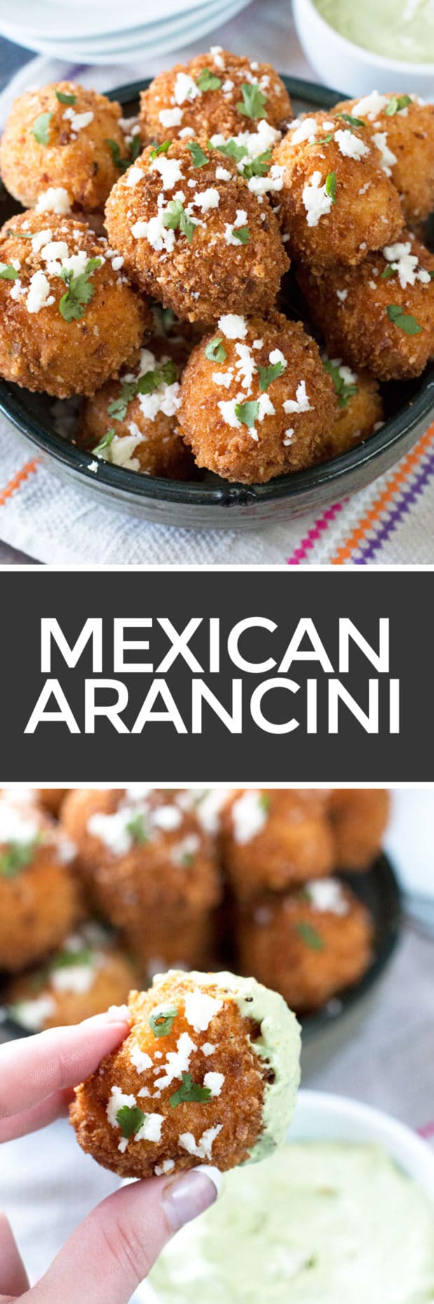 Mexican Arancini with Avocado Cilantro Dipping Sauce | cakenknife.com