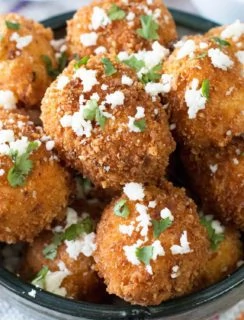 Mexican Arancini with Avocado Cilantro Dipping Sauce | cakenknife.com