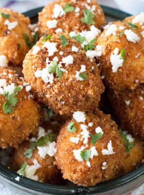 Mexican Arancini with Avocado Cilantro Dipping Sauce | cakenknife.com