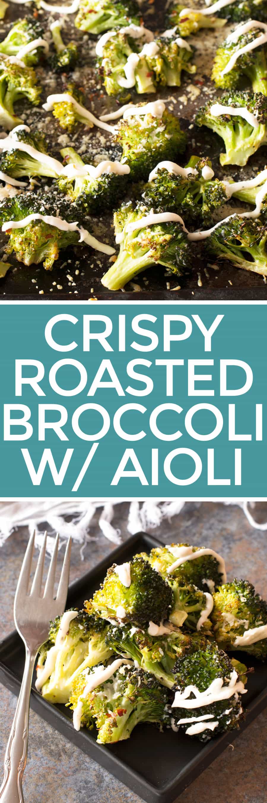 Crispy Roasted Broccoli with Roasted Garlic Aioli | cakenknife.com