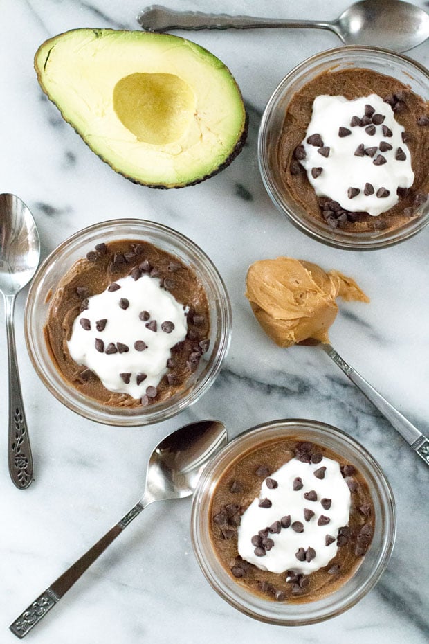 Chocolate Avocado Pudding with Coconut and Peanut Butter | cakenknife.com