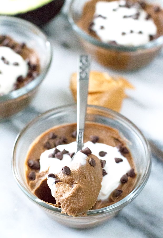 Chocolate Avocado Pudding with Coconut and Peanut Butter | cakenknife.com