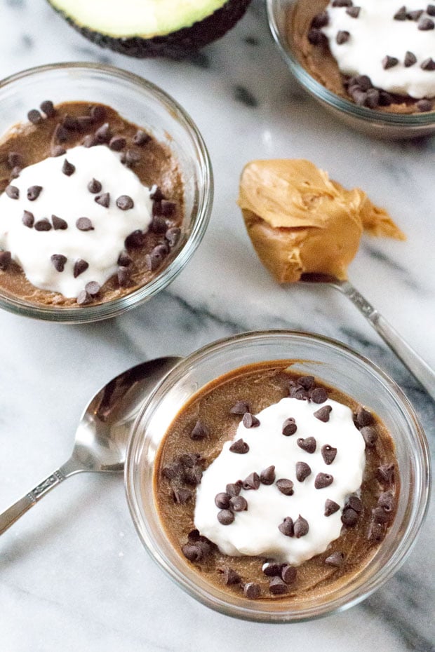 Chocolate Avocado Pudding with Coconut and Peanut Butter | cakenknife.com