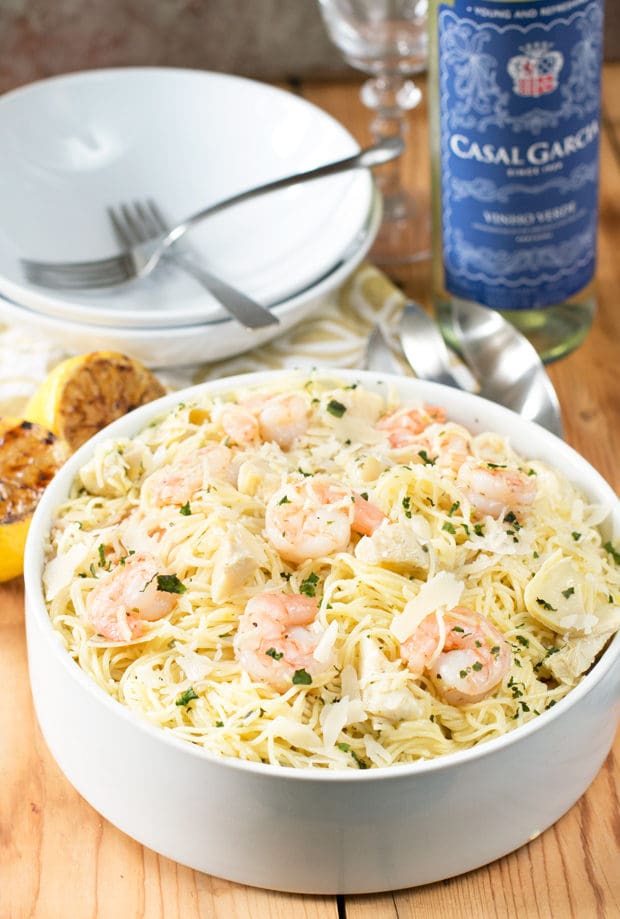 Lemon Shrimp & Artichoke Angel Hair Pasta | cakenknife.com