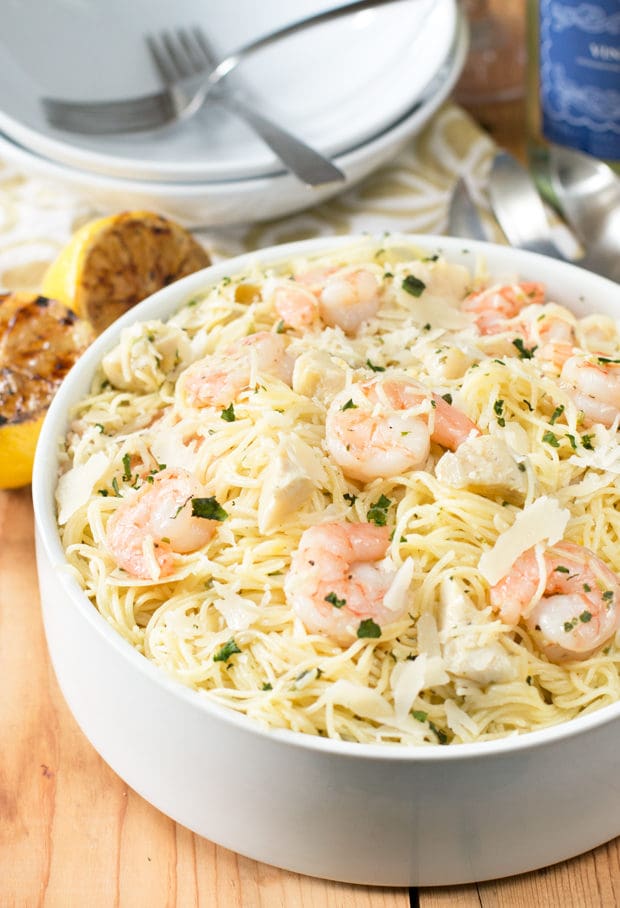 Lemon Shrimp & Artichoke Angel Hair Pasta | cakenknife.com