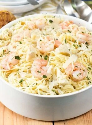 Lemon Shrimp & Artichoke Angel Hair Pasta | cakenknife.com