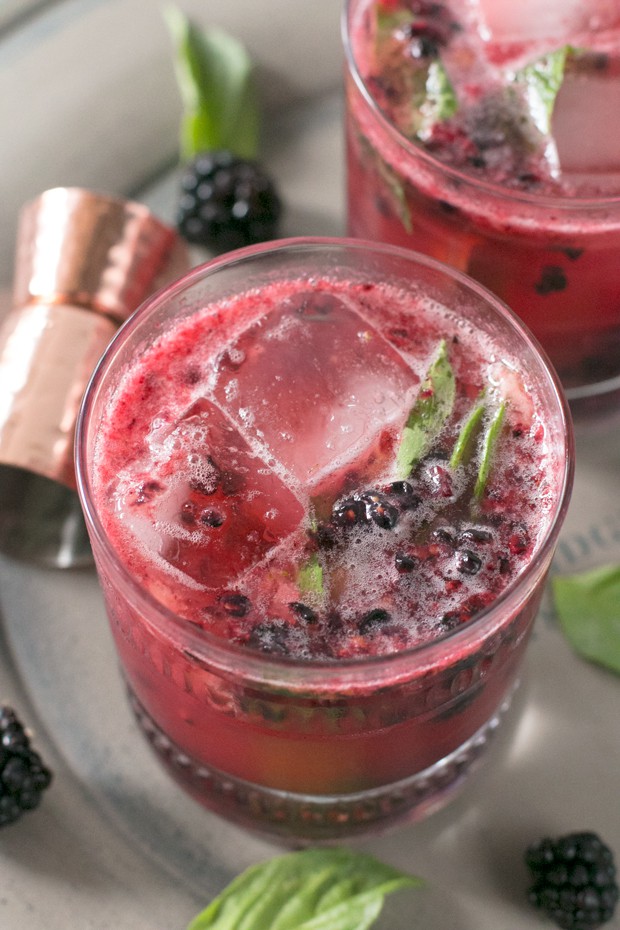 blackberry basil bourbon smash