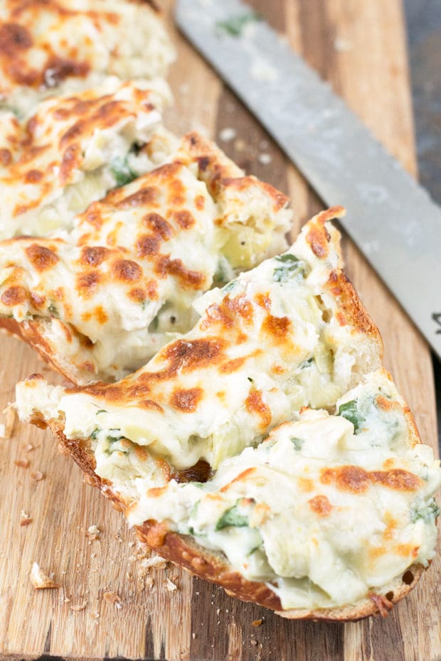 Chicken Spinach & Artichoke Dip French Bread | cakenknife.com