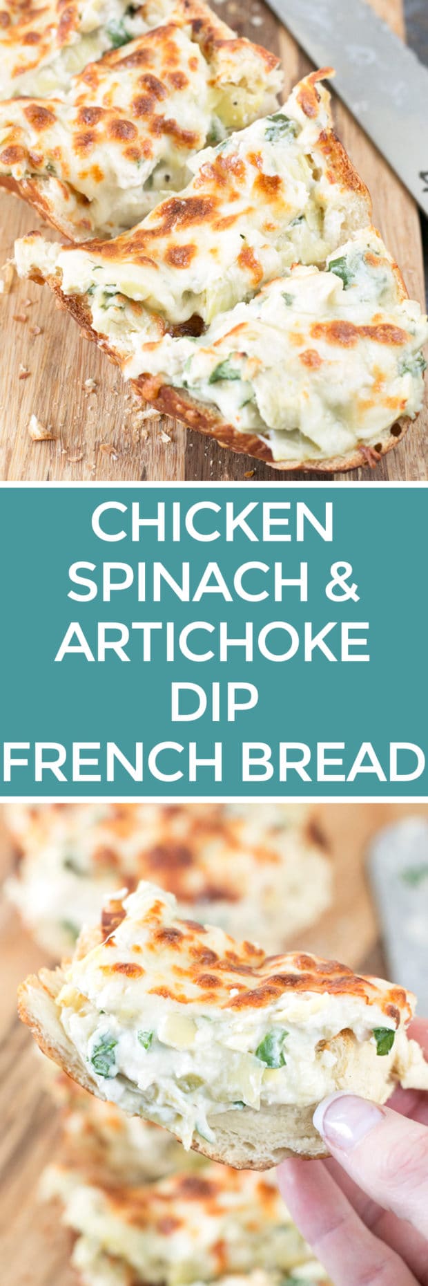 Chicken Spinach & Artichoke Dip French Bread | cakenknife.com