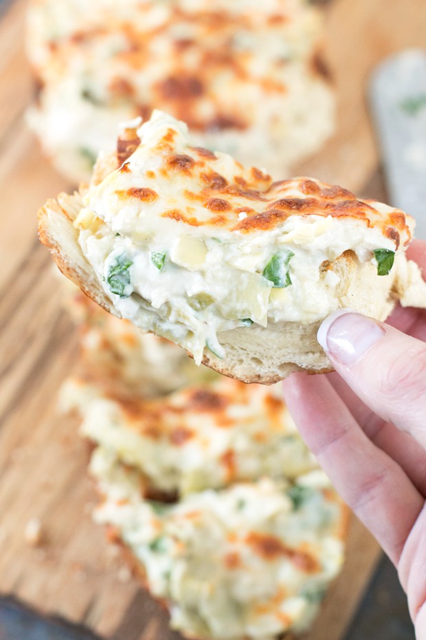 Chicken Spinach & Artichoke Dip French Bread | cakenknife.com