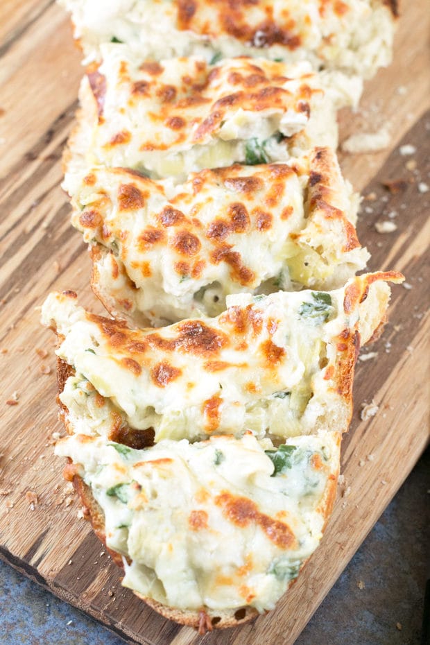 Chicken Spinach & Artichoke Dip French Bread | cakenknife.com