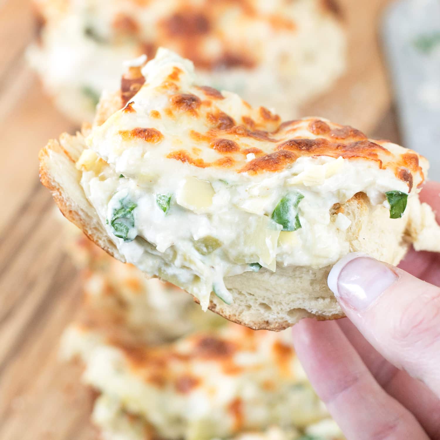 Chicken Spinach & Artichoke Dip French Bread | cakenknife.com