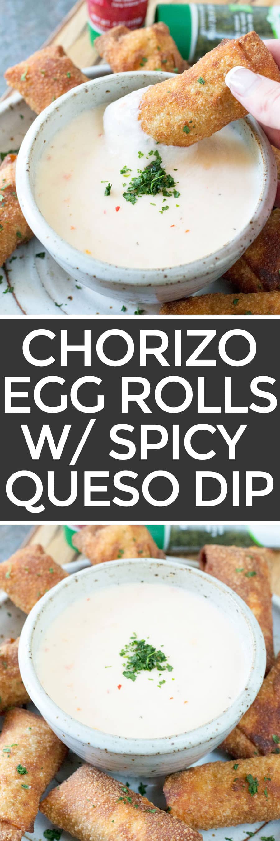 Chorizo Egg Rolls with Spicy Queso Dipping Sauce Cake 'n Knife