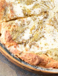 Pistachio Pesto Pizza with Crème Fraîche and Roasted Garlic (PLUS a KitchenAid Food Processor Giveaway!) | cakenknife.com