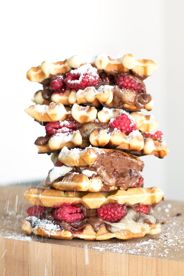 Raspberry Nutella Brie Waffle Sandwiches | cakenknife.com