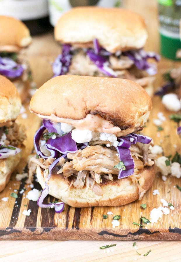 Cilantro Chili Lime Pulled Pork Sliders | cakenknife.com