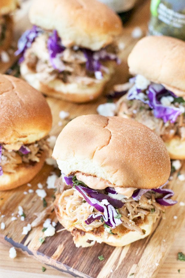 Cilantro Chili Lime Pulled Pork Sliders | cakenknife.com