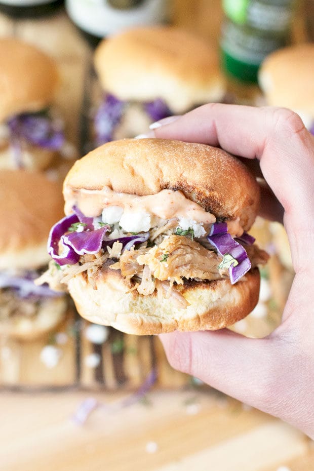 Cilantro Chili Lime Pulled Pork Sliders | cakenknife.com