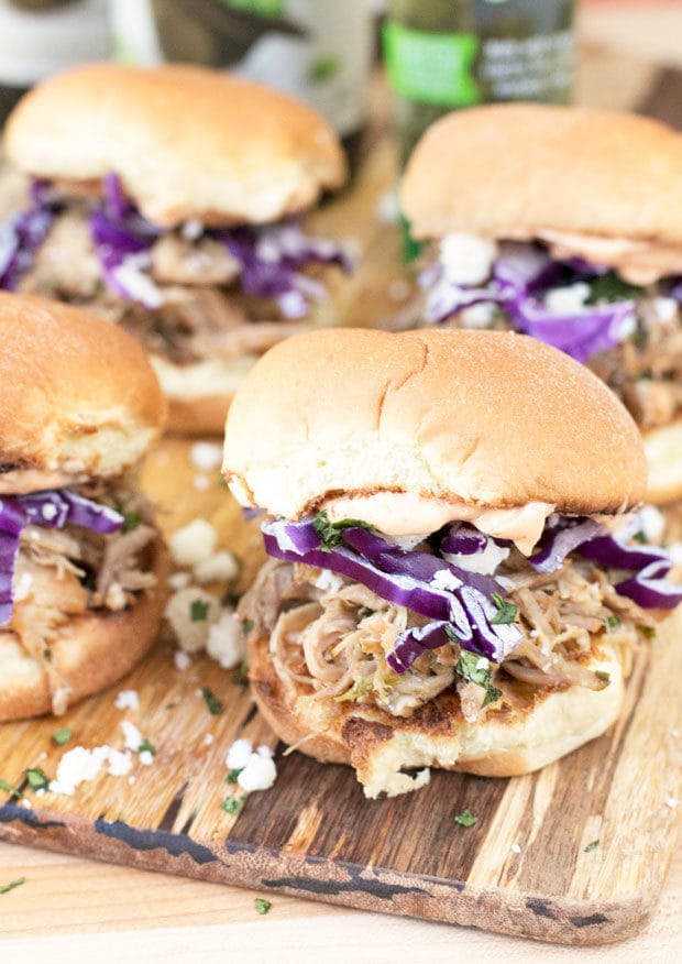 Cilantro Chili Lime Pulled Pork Sliders | cakenknife.com