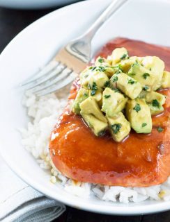 Sriracha Glazed Salmon with Asian Avocado Salsa | cakenknife.com