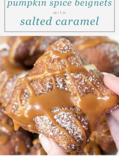 Pumpkin Spice Beignets with Salted Caramel Drizzle Recipe Pinterest Photo