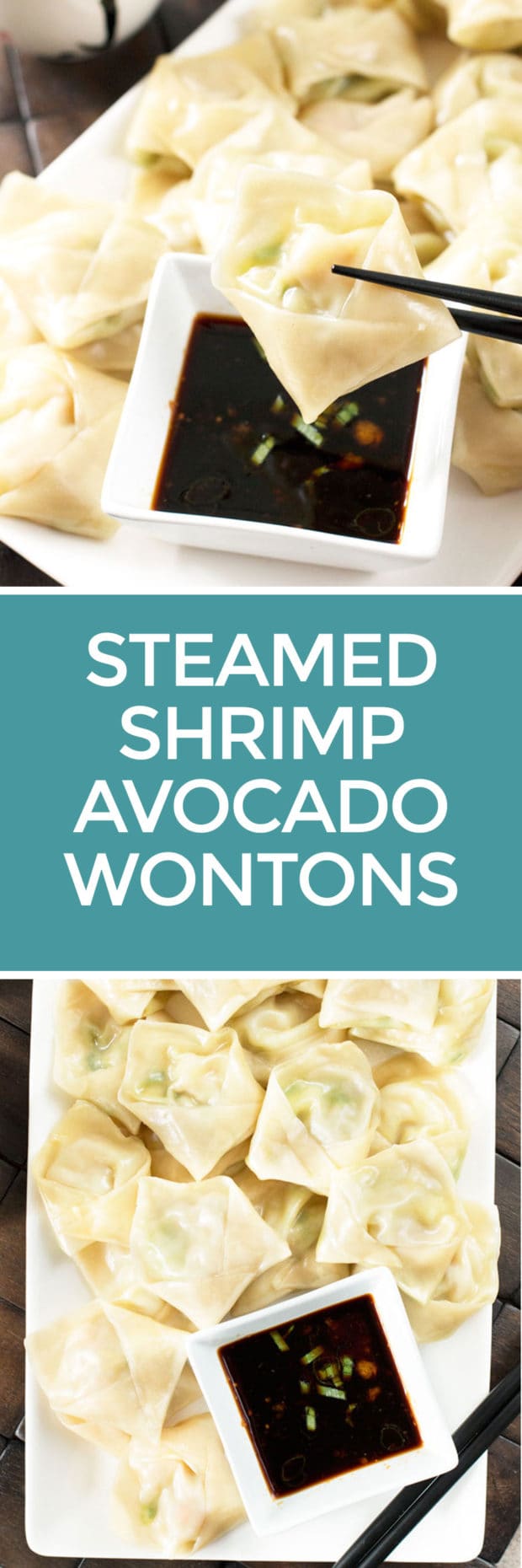 Steamed Shrimp Avocado Wontons with Ginger Dipping Sauce | cakenknife.com