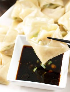 Steamed Shrimp Avocado Wontons with Ginger Dipping Sauce | cakenknife.com