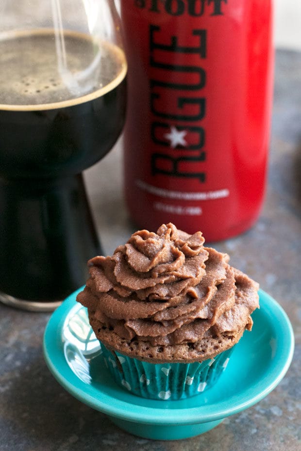 Chocolate Stout Cupcakes with Chocolate Bourbon Frosting | cakenknife.com