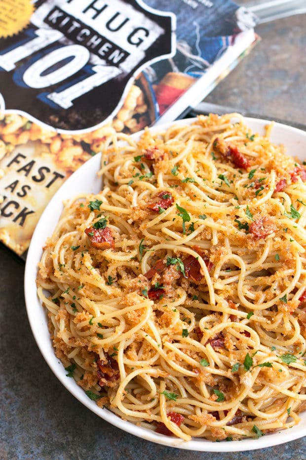 Thug Kitchen 101's Sun-Dried Tomato Carbonara | cakenknife.com