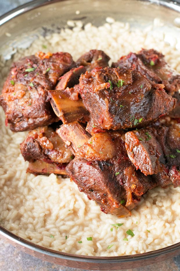 Chile Braised Short Ribs with Parmesan White Wine Risotto, My Favorite Valentine's Day Menu Ideas | cakenknife.com