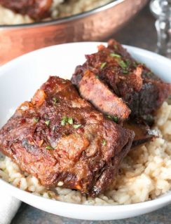 Chile Braised Short Ribs with Parmesan White Wine Risotto | cakenknife.com