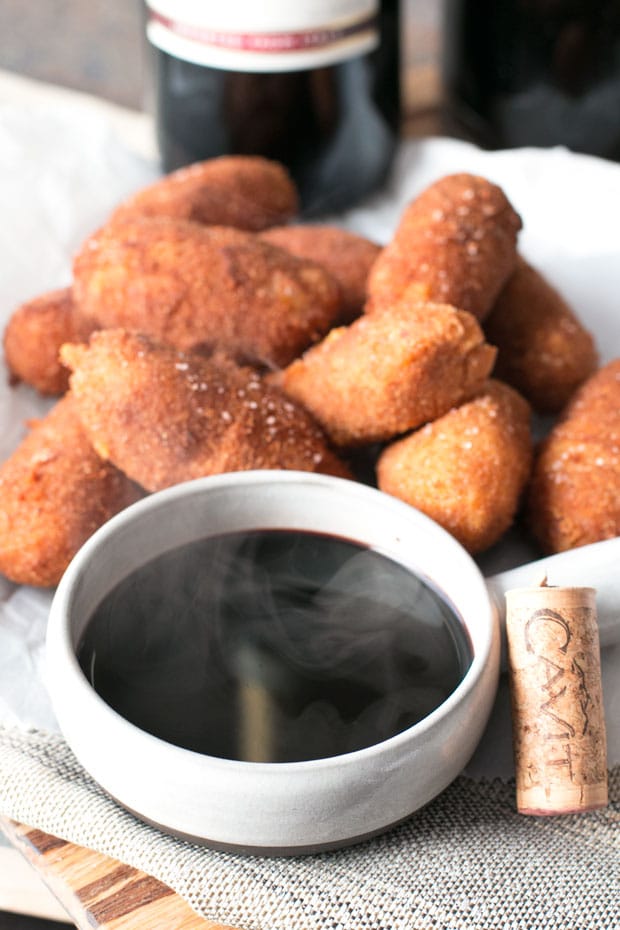 Chorizo, Cheese & Potato Croquettes with Red Wine Dipping Sauce | cakenknife.com