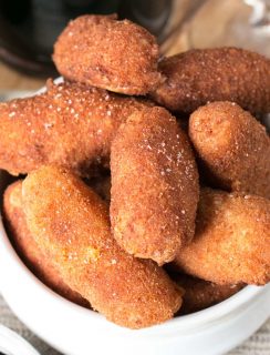 Chorizo, Cheese & Potato Croquettes with Red Wine Dipping Sauce | cakenknife.com