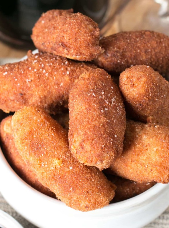 Chorizo, Cheese & Potato Croquettes with Red Wine Dipping Sauce | cakenknife.com