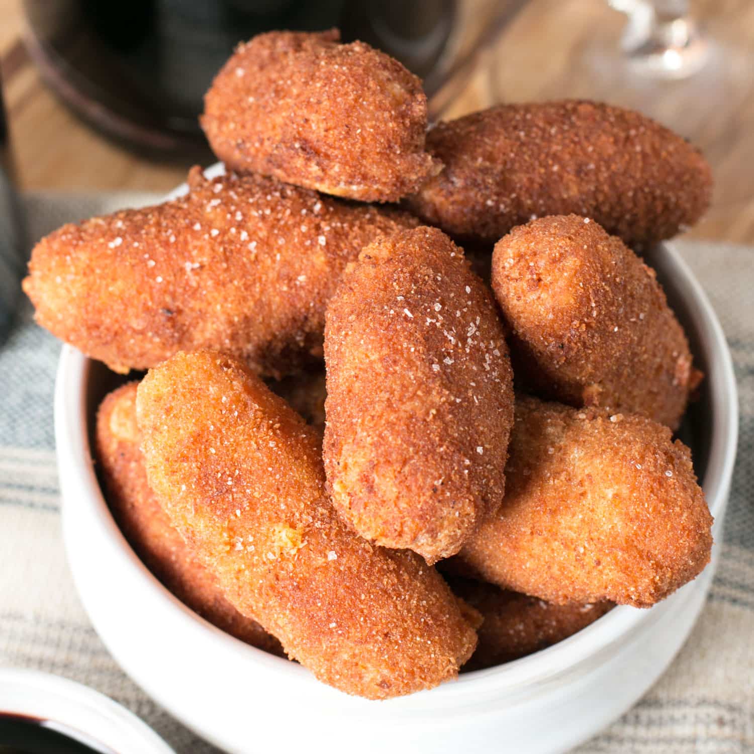 Chorizo, Cheese & Potato Croquettes with Red Wine Dipping Sauce | cakenknife.com