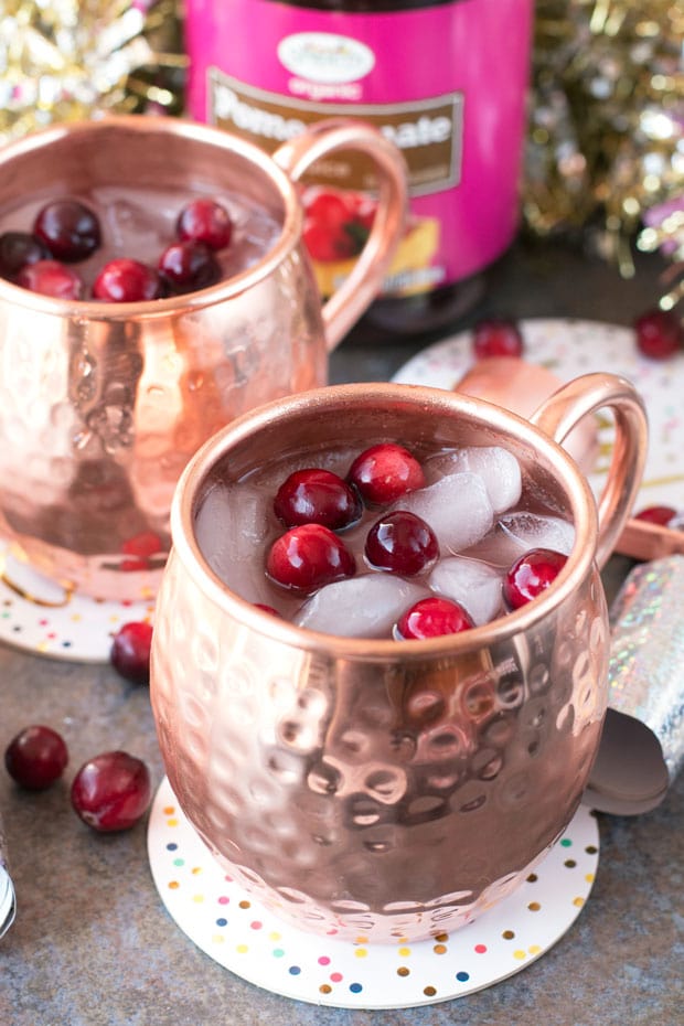 Cranberry Pomegranate Champagne Mule | cakenknife.com