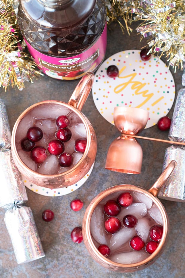 Cranberry Pomegranate Champagne Mule | cakenknife.com