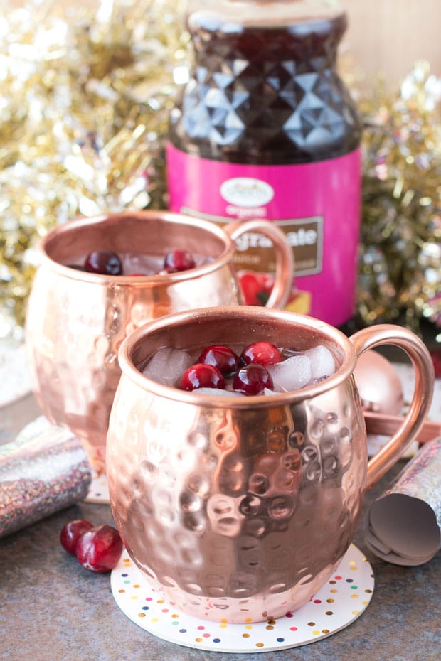 Cranberry Pomegranate Champagne Mule | cakenknife.com